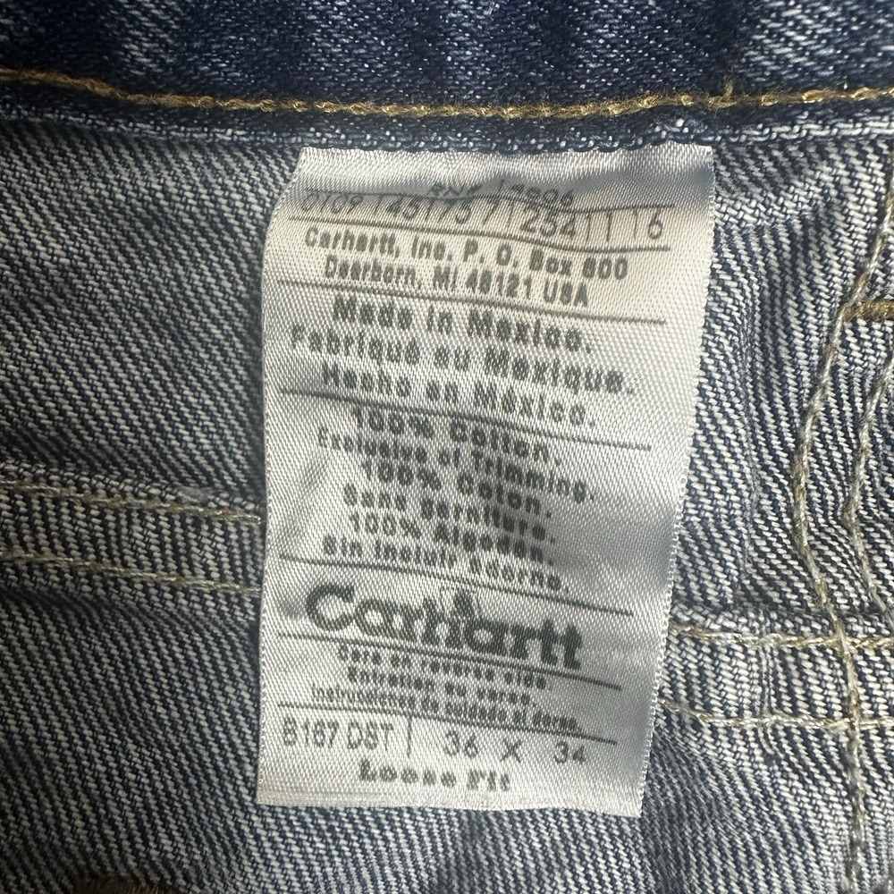 Carhartt B167 DST Loose Fit Jeans Mens 34x33 Tag (36x34) Denim Workwear Pants - Picture 2 of 9